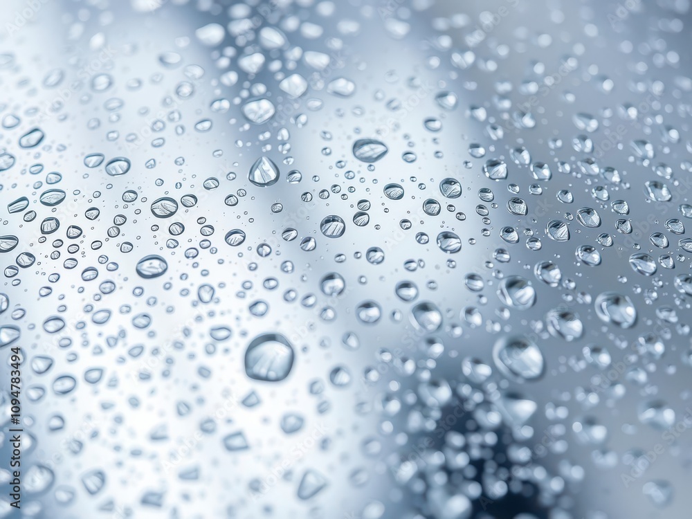 Close-up shot of intricate water-drop texture on a shiny surface, background Close-up shot of intricate water-drop texture on a shiny surface, background