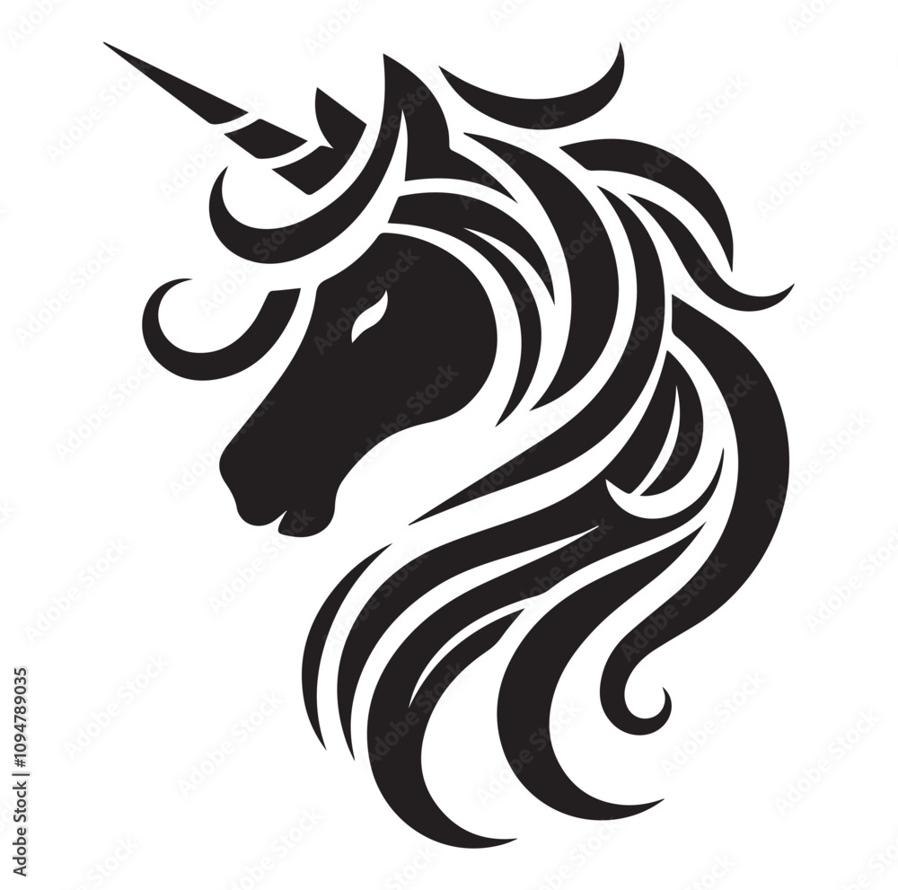 Unicorn Face vector silhouette SH