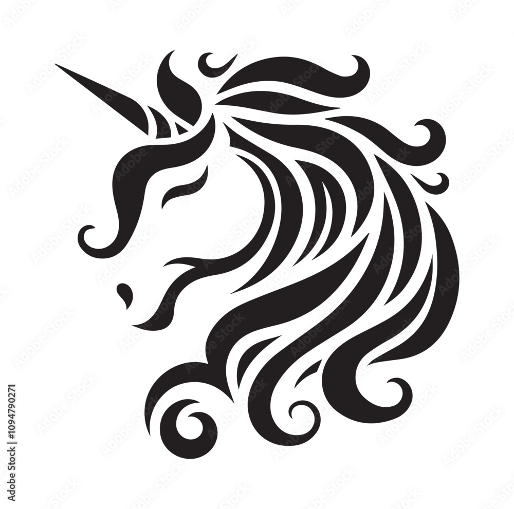 Unicorn Face vector silhouette SH Unicorn Face vector silhouette SH