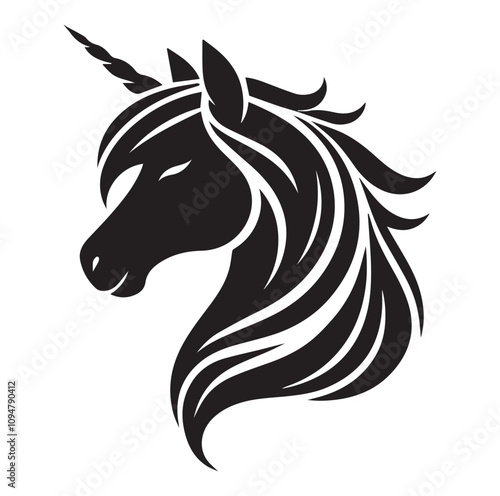 Unicorn Face vector silhouette SH