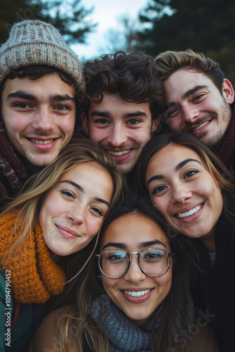 A group of young people are smiling and posing for a picture