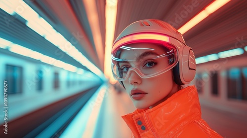 futuristic fashion sci fi character from science fiction movie cyborg figure from future 