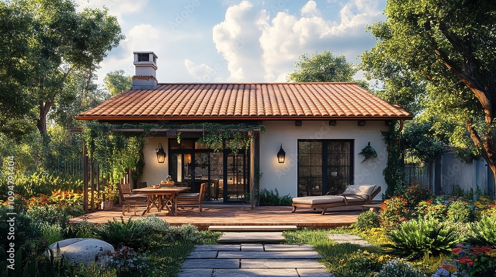 Oil Painting - House with Patio Artwork 8K Realistic Lighting Oil Painting - House with Patio Artwork 8K Realistic Lighting