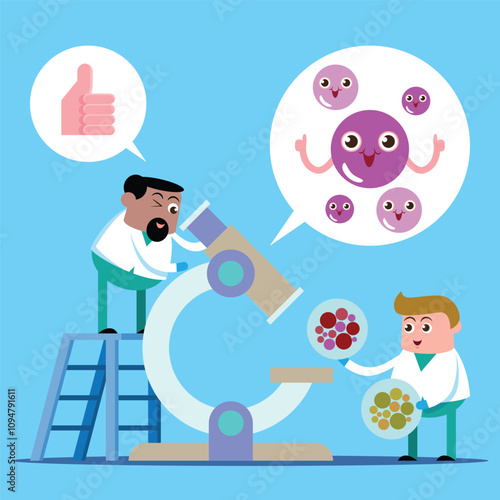 Obraz na płótnie emotion cute vector, illustration flat cartoom character man and woman scientists doctor engineering medicine in laboratory reasearch new drugs in chemistry concept. w salonie