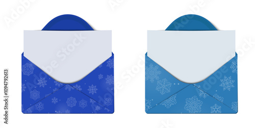 Vintage winter greetings card blue envelope with snowflakes vector. Winter holidays concept card design to use for merry christmas cards, winter advertising, holiday greetings. 