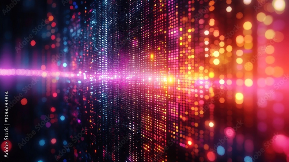 Abstract Digital Art: A Wall of Glowing Lights Abstract Digital Art: A Wall of Glowing Lights