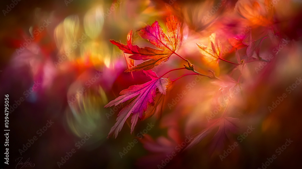 Close-up view of vibrant autumn maple leaves with a softly blurred background, showcasing rich seasonal colors Close-up view of vibrant autumn maple leaves with a softly blurred background, showcasing rich seasonal colors