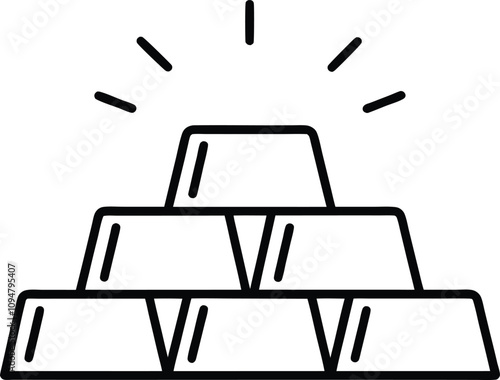 Set of gold bar icons