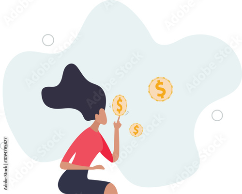Financial plan investment strategy, decision to make profit or pay off debt, contemplation or thinking about savings and wealth concept.flat characters.