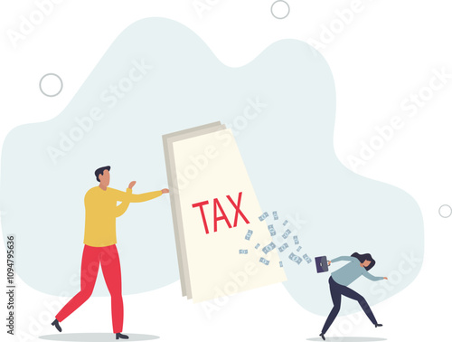 Tax evasion, illegal hide revenue and avoid paying government tax, fraud and money laundering or financial crime concept.flat characters.