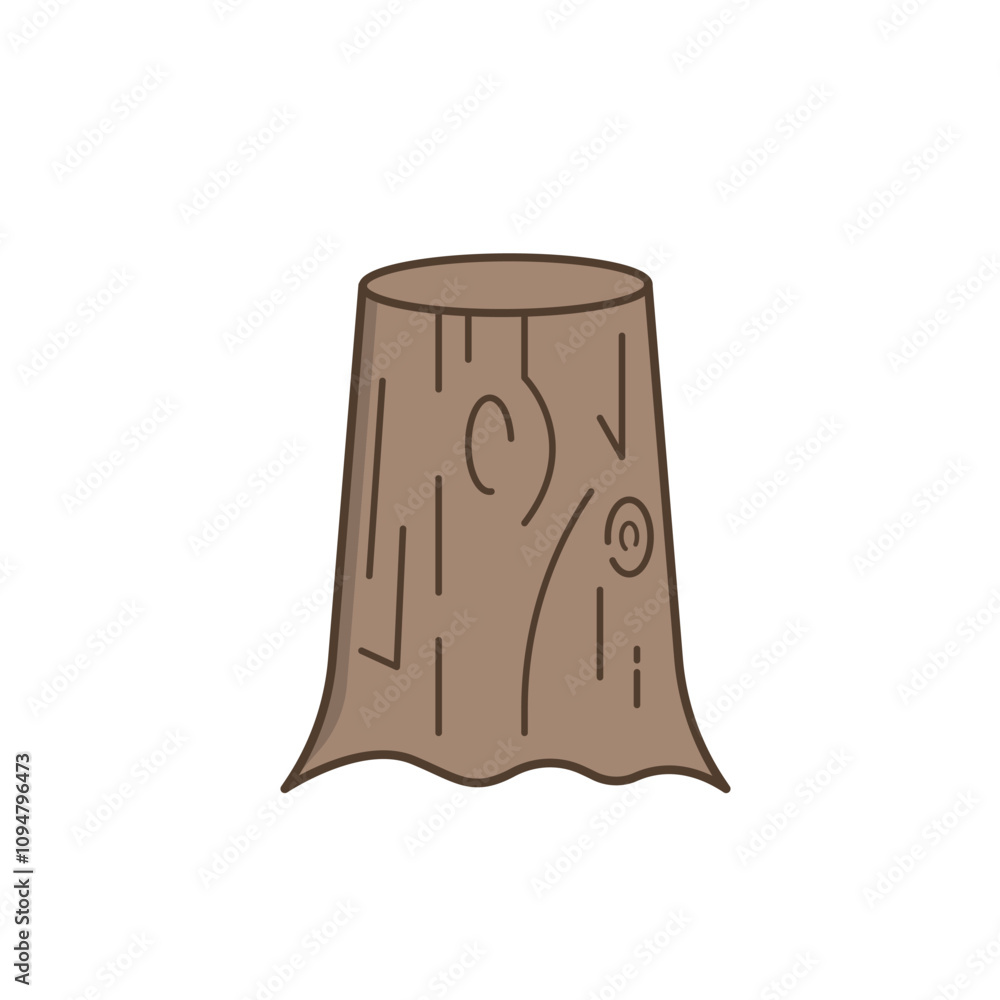 Brown tree stump with detailed wood grain texture Brown tree stump with detailed wood grain texture