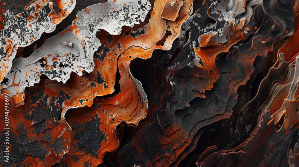 Artistic close-up of rusted metal, showing layers of corrosion and intricate textures Artistic close-up of rusted metal, showing layers of corrosion and intricate textures