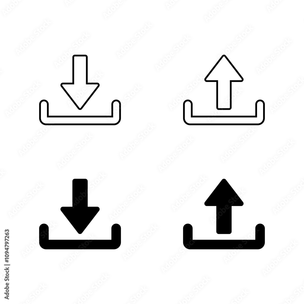 Download and upload icon in generic style. Downloading and uploading sign symbol