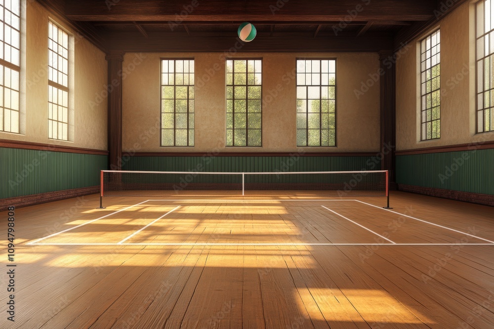Obraz premium Badminton Court. Active and Fun Game for Holiday Indoor Activities