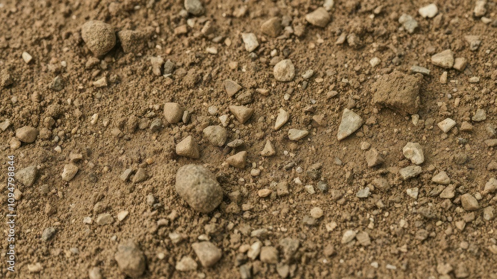 Close-up macro shot of rough and gritty dirt texture with small stones and debris scattered throughout, debris Close-up macro shot of rough and gritty dirt texture with small stones and debris scattered throughout, debris