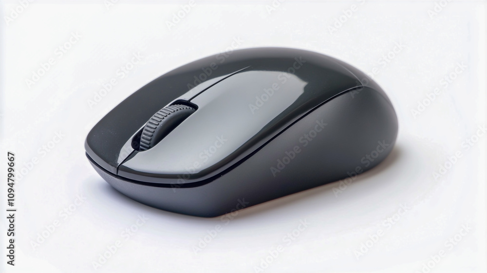 High-quality image of a sleek black computer mouse High-quality image of a sleek black computer mouse