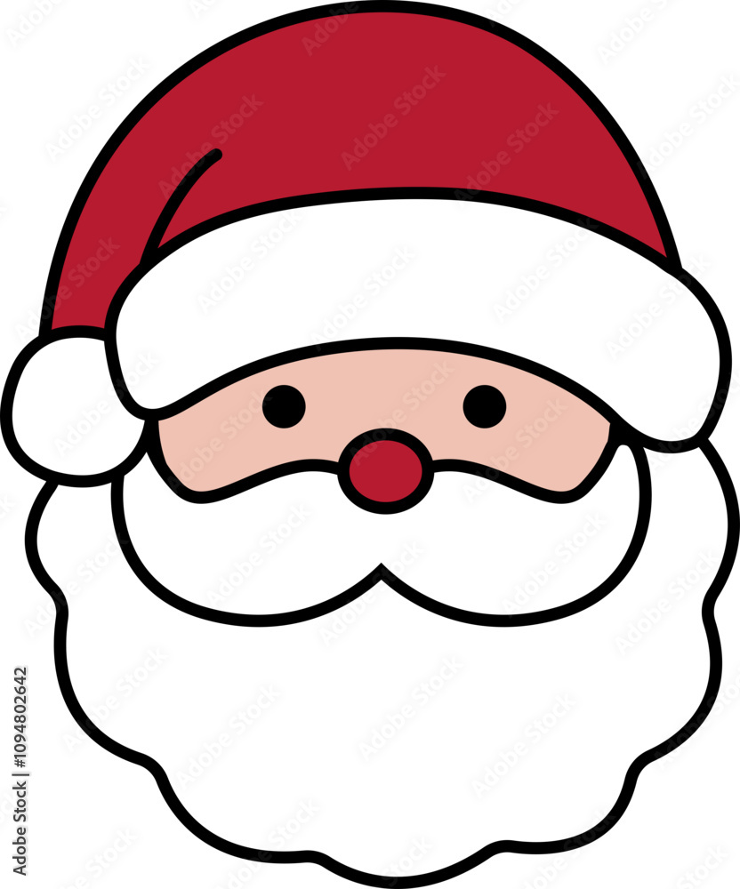 Christmas Santa Claus Head Cartoon Style Flat Stock Vector Illustration.
transparent background.
