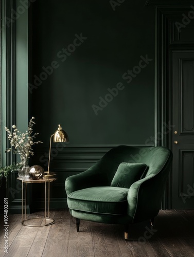 Emerald Velvet Armchair In ...