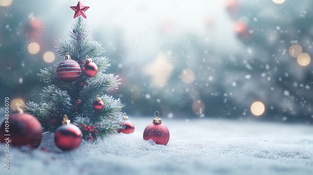 クリスマスと雪とツリー クリスマスと雪とツリー