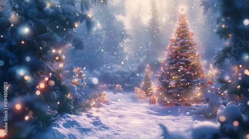 クリスマスと雪とツリー