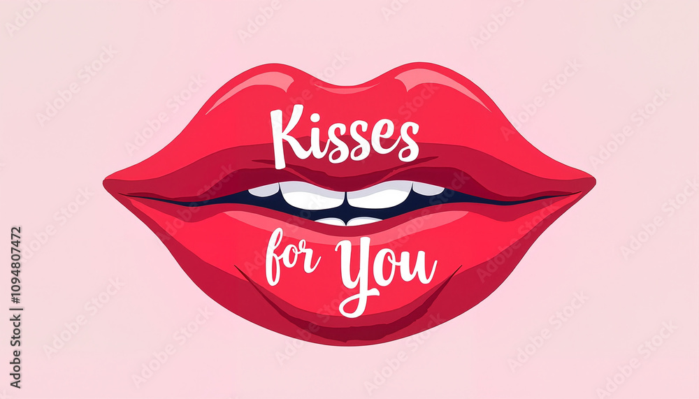 Glossy red lips with the text Glossy red lips with the text