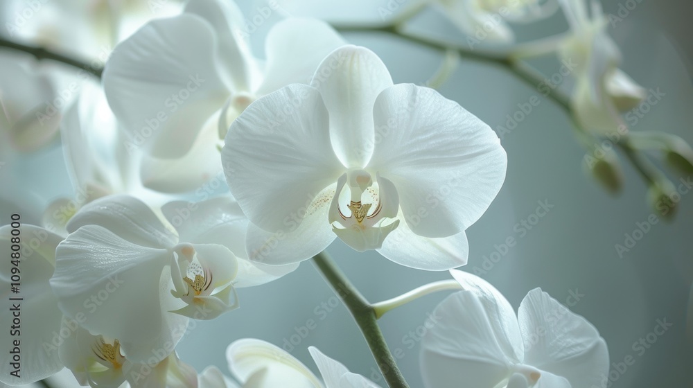 Obraz premium Delicate White Orchid Close Up Image