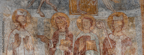 Obraz na płótnie Romanesque fresco of two archbishops and two deacons w salonie
