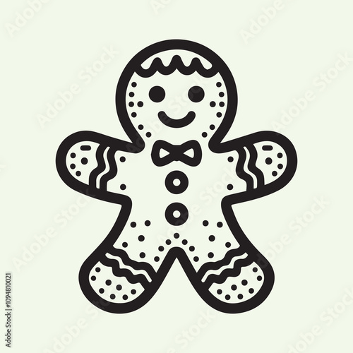 gingerbread Man logo Vector, gingerbread Man line Art Silhouette vector black and white