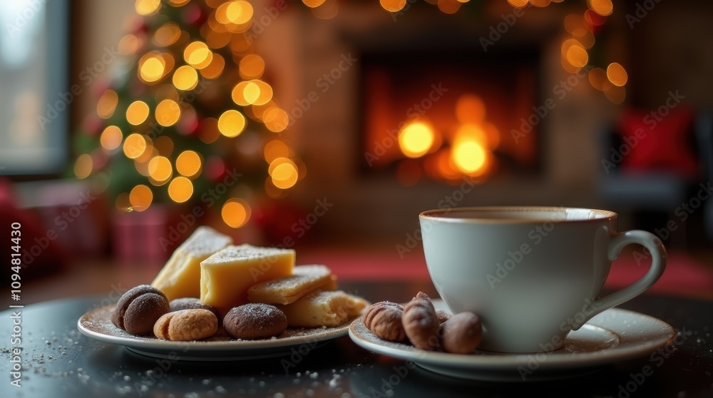 Warm Winter Coffee with Christmas Cookies Warm Winter Coffee with Christmas Cookies