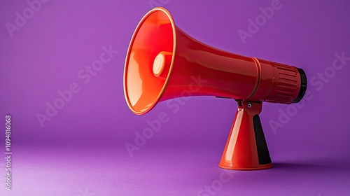 A marketing and advertising firm with a megaphone emblem on a violet background. A mockup  photo