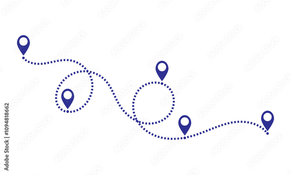 Dotted path with points. Vector illustration. isolated on white background. EPS 10 Dotted path with points. Vector illustration. isolated on white background. EPS 10