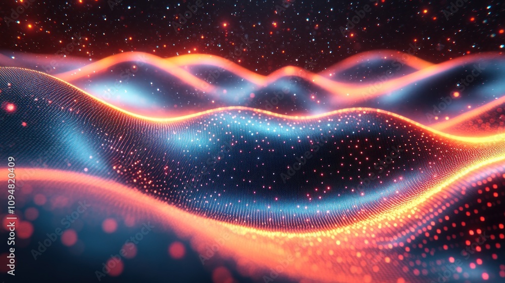 Fototapeta premium Abstract Digital Landscape with Glowing Particles