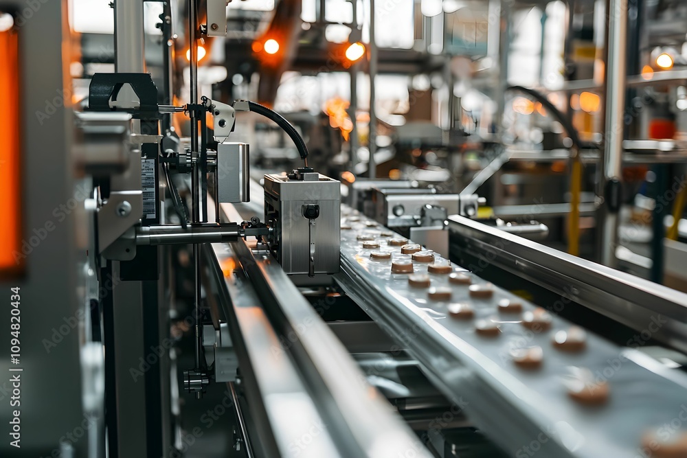 Automated manufacturing process in a modern facility Automated manufacturing process in a modern facility