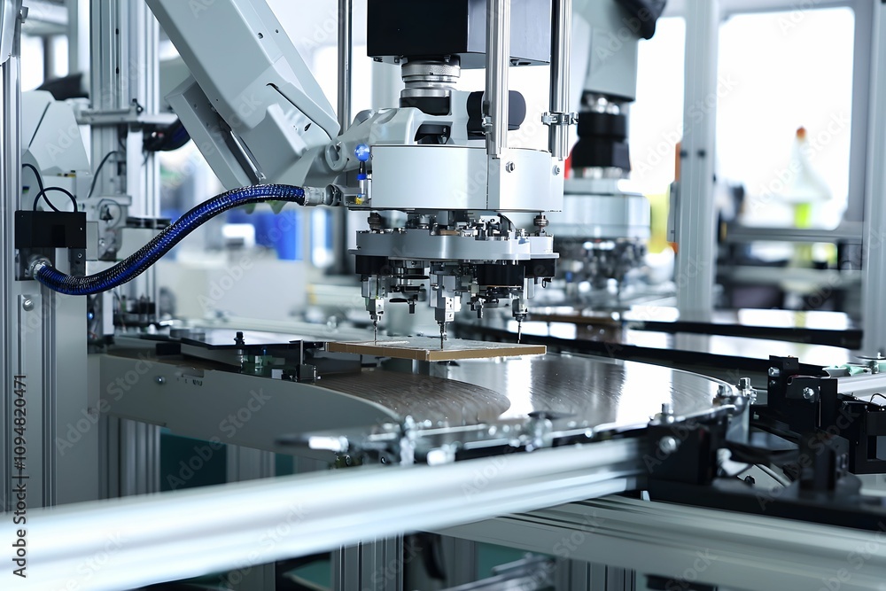 Advanced robotic assembly in a modern manufacturing facility Advanced robotic assembly in a modern manufacturing facility