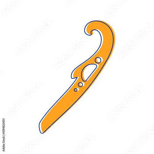 Simple sewing curve ruler vector illustration, dressmaking curve ruler illustration in hand drawn style