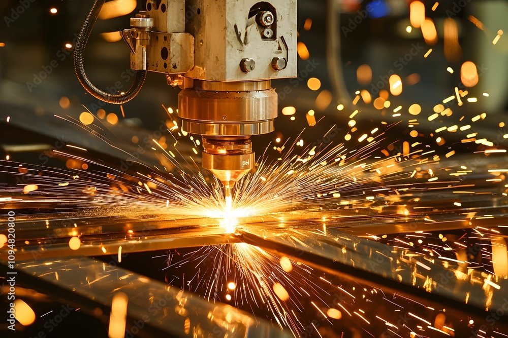 Precision metal cutting process with sparks and machinery Precision metal cutting process with sparks and machinery