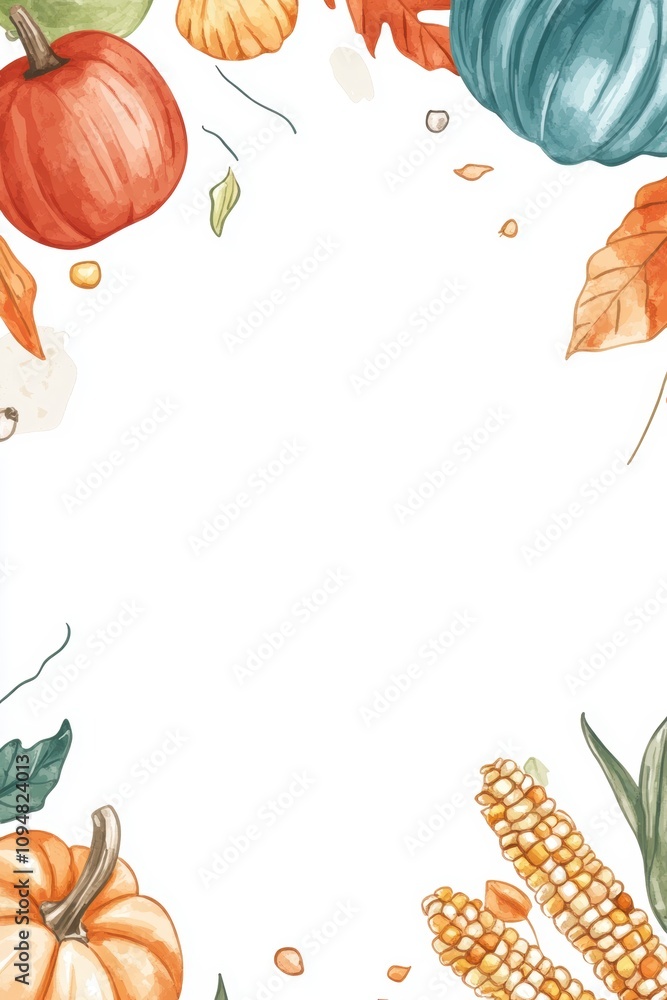 Fototapeta premium Fall theme greeting card template design with pumpkin.