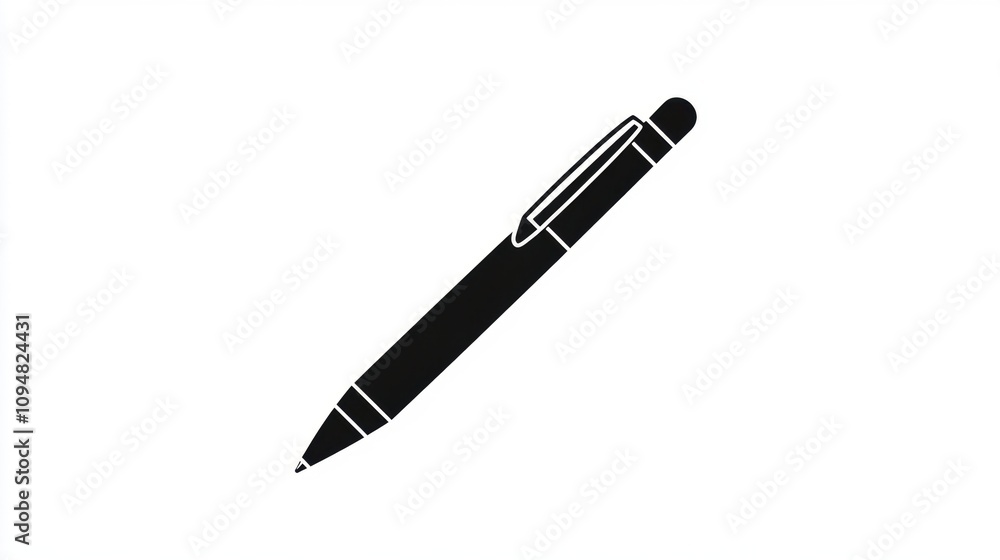 Black pen on a white isolated background, ideal for graphic design purposes. Black pen on a white isolated background, ideal for graphic design purposes.