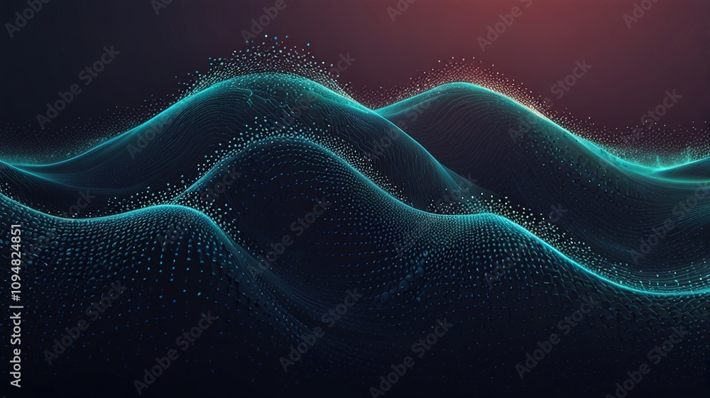 Fototapeta premium Abstract Digital Particle Wave: Futuristic Technology Background Vector