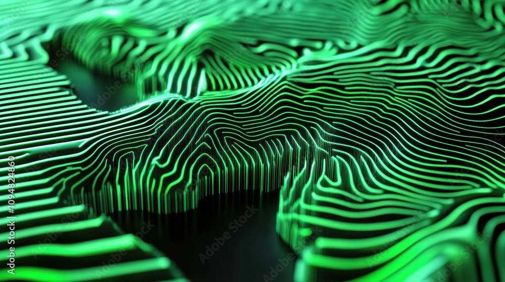 Abstract green lines create a mesmerizing topographic pattern, AI Abstract green lines create a mesmerizing topographic pattern, AI