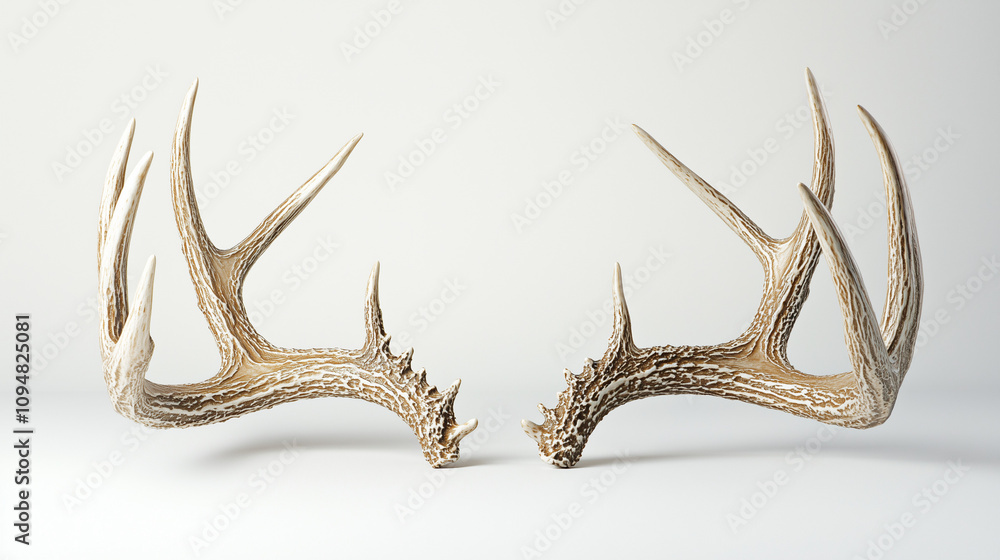 Fototapeta premium Hanging trophy Deer antlers isolated on a white background
