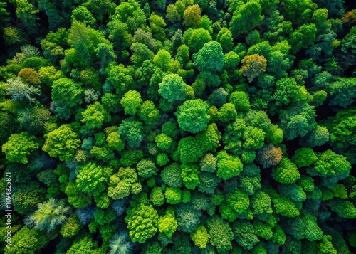 Aerial View of Lush Green Leaves in a Vibrant Forest Canopy Showcasing Nature's Beauty from Above with Vivid Colors and Intricate Patterns