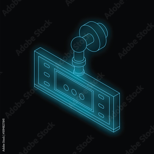 Car camera dvr showing an isometric view with glowing lines on a black background