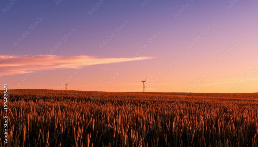 field of wheat with wind turbines in the distance field of wheat with wind turbines in the distance