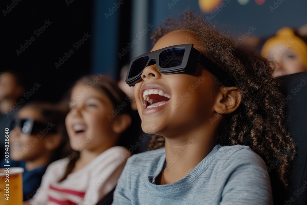 Children enjoy a film screening while expressing laughter and emotions, creating a warm atmosphere filled with joy and shared experiences in cinema. Children enjoy a film screening while expressing laughter and emotions, creating a warm atmosphere filled with joy and shared experiences in cinema.