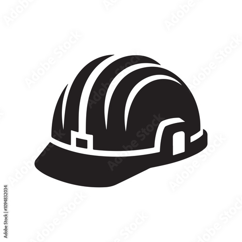 construction helmet silhouette vector art illustration