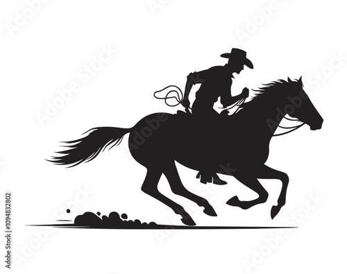 cowboy riding horse silhouette vector illustration