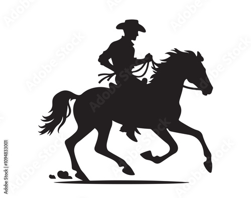 cowboy riding horse silhouette vector illustration