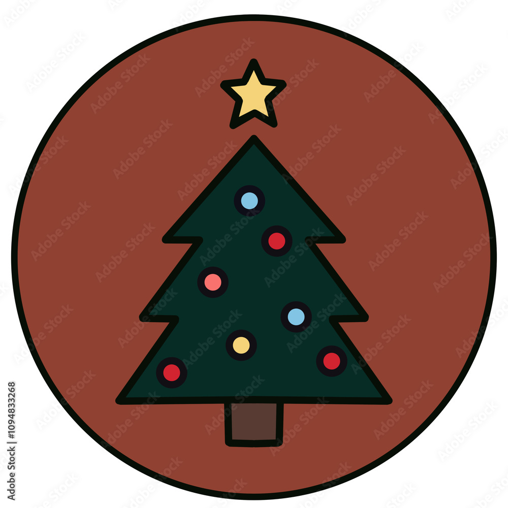 Illustration  of a Christmas Tree  With Decorations