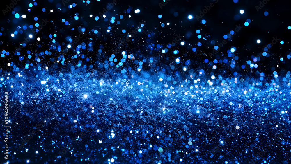 Fototapeta premium Vibrant blue glowing particles forming a magical and dreamy bokeh effect. Generative AI